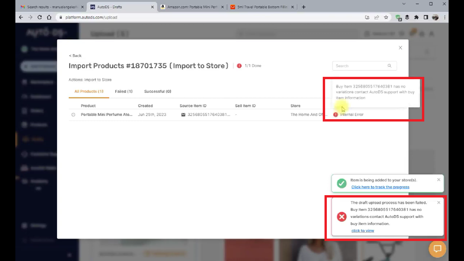 AUTODS HAS ERRORS WHEN UPLOADING ITEMS WITH VARIANTS FROM ALIEXPRESS ...