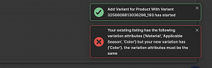 Issue with importing different variants in 1 product